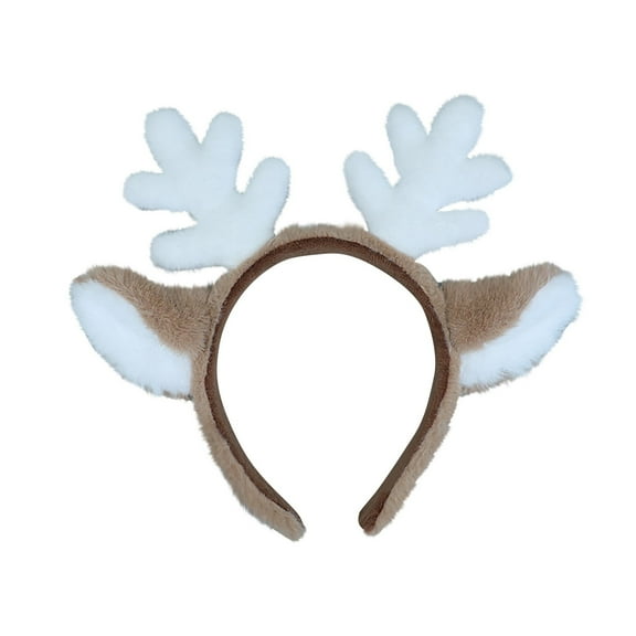 Christmas Deer Ear Headband, Faux Fur Animal Ears, Soft Plush Snowflake Cosplay Hair Accessory, Comfortable Lightweight Fabric Headwear for Holiday Dress Up and Festive Parties