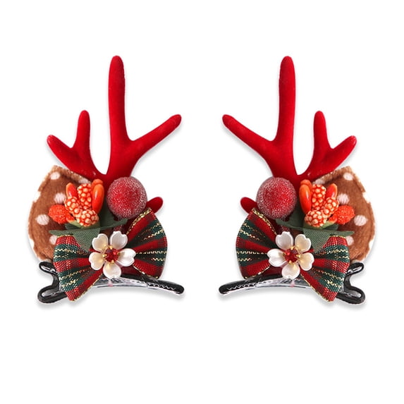 Christmas Deer Hair Clip, Reindeer Antlers Headband, Cute Deer Ears Reindeer Hair Clips, Headdresses Pine Cone Hair Clips, Christmas Hair Accessories, for Women