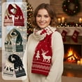 thumbnail image 1 of Christmas Deer Knitted Scarf - 160x20cm Warm Neck Warmer Woolen Wrap for Winter, Festive Deer Design, Soft Material, Suitable for Adults, Enhances Holiday Fashion Style, 62.99x7.87in, Black, 1 of 7