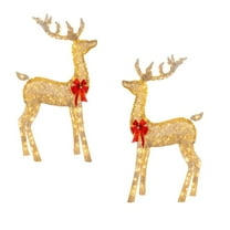 Christmas Deer Lights Outdoor Yard Decorations with Bright LED Glowing Light-Up Reindeer Ornaments Acrylic Material