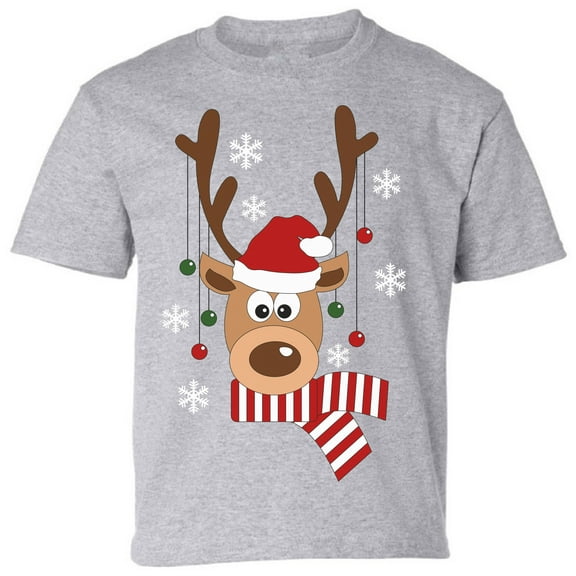 Christmas Deer Merry Xmas T-shirt for Boy Girl Shirt Kids - XS S M L XL Xmas Graphic Tee - T-Shirt Christmas Youth Shirt Holiday Xmas Top Gifts