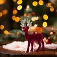 thumbnail image 1 of Christmas Deer Ornament, Flocking Red Reindeer Statue, Tabletop Holiday Decor for Mantel, Shelf, or Home Display, 13x6x22cm, 1 of 6