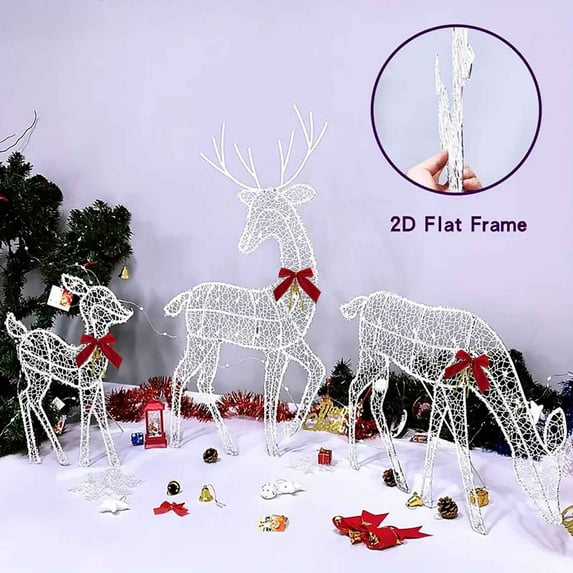 Christmas Deer Outdoor Decorations Lighted Reindeer 1 PC, Family Outdoor Christmas Yard Decoration, Large Holiday Lighted Deer Set for Yard Art Indoor Outdoor Lawn Decor