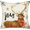 thumbnail image 1 of Christmas Deer Pillow Covers Joy Reindeer I Smell Snow Snowflake Throw Pillow Cover 18x18 Inch Winter Holiday Cushion Case Decoration for Sofa Couch, 1 of 6