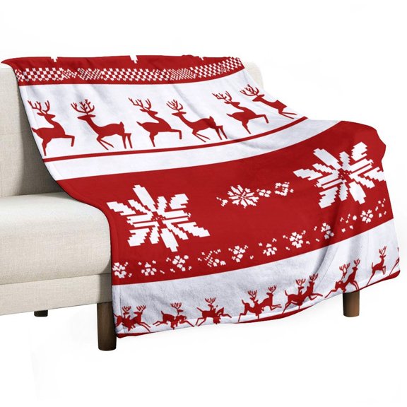 Christmas Deer Print Soft Blanket Throw Blankets Warm Cozy Lightweight Couch Blanket Stuff Gifts for Women Mom Teens
