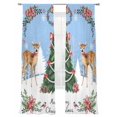thumbnail image 1 of Christmas Deer Sheer Curtains 84 inches Long, Tree Flowers Snowflake Winter Blue Bottom Light Filtering Sheer Window Curtains Rod Pocket Voile Drapes for Bedroom Living Room, 2 Panels 52"W x 84"L, 1 of 6