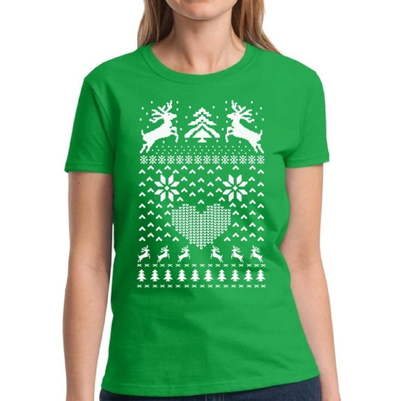 Christmas Deer Shirt Xmas Tshirts for Women - S M L XL 2XL 3XL Xmas Graphic Tee - Christmas Shirt Women's Holiday Xmas Top Gifts for Her