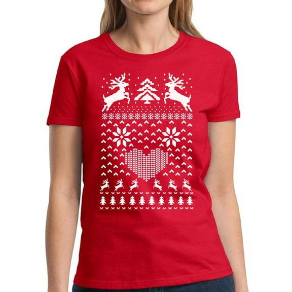 Christmas Deer Shirt Xmas Tshirts for Women - S M L XL 2XL 3XL Xmas Graphic Tee - Christmas Shirt Women's Holiday Xmas Top Gifts for Her