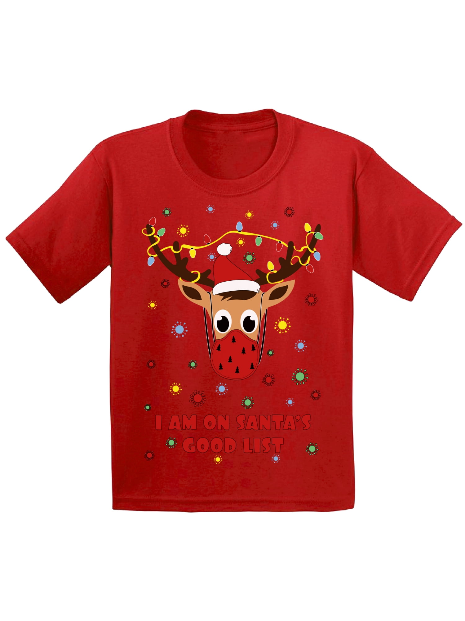 Christmas Deer Shirt for Boys Girls Xmas TShirt I am on Santa's Good