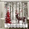 Christmas Deer and Snowflakes Shower Curtain Festive Holiday Decor for