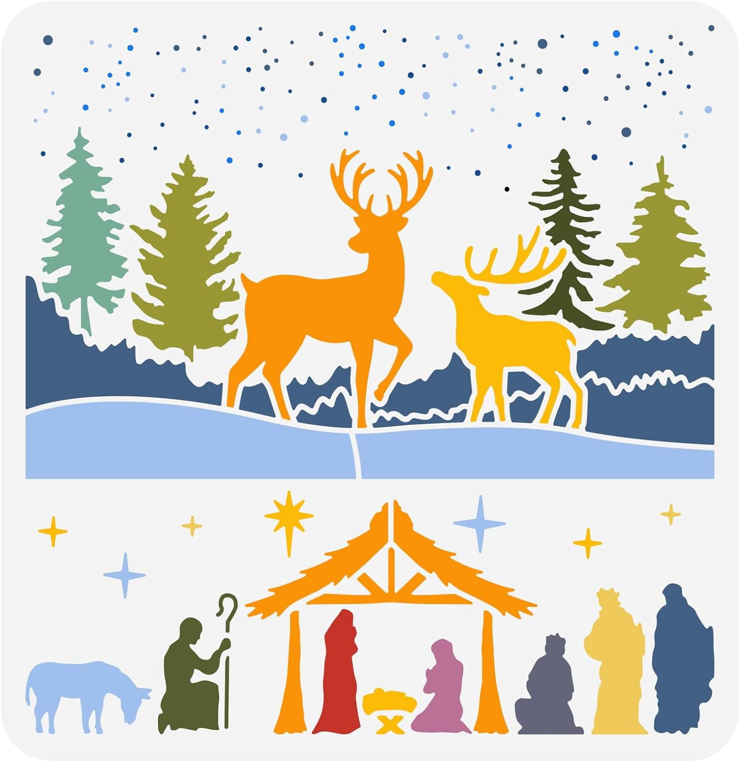 6 Piece Christmas Nativity Stencil Set For Snow Spray Art - Wise Men, Manger, Angel, Star & More! 6 thumbnail image