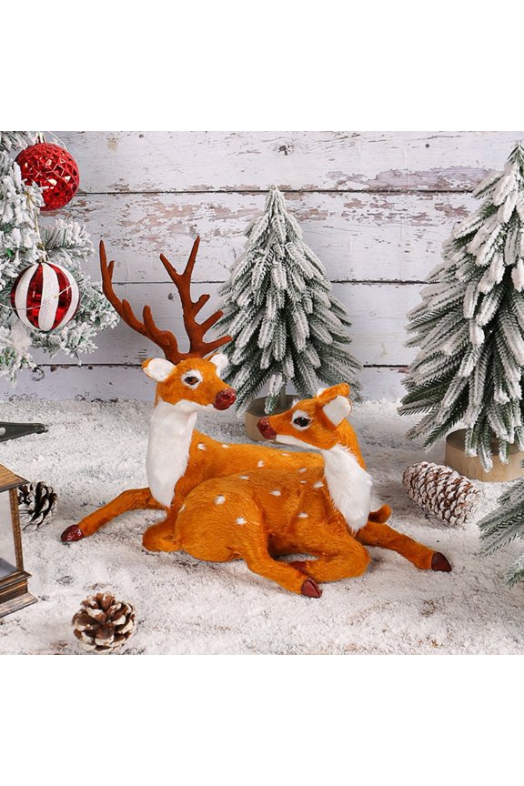 Christmas Deer Table Decorations Cute Couple Reindeer Desk Centerpieces for Winter Home Countertop Party Decor