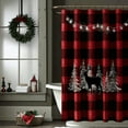 Christmas Deer Tassel Shower Curtain Red Black Holiday Bathroom Decor