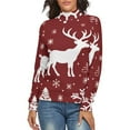 thumbnail image 1 of Christmas Deer Tree Women's Turtleneck Sweater Long Sleeve Ribbed Fitted Turtle Neck Casual Fall Winter Collection Top L, 1 of 4