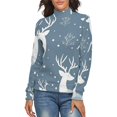 thumbnail image 1 of Christmas Deer Tree Women's Turtleneck Sweater Long Sleeve Ribbed Fitted Turtle Neck Casual Fall Winter Collection Top L, 1 of 4