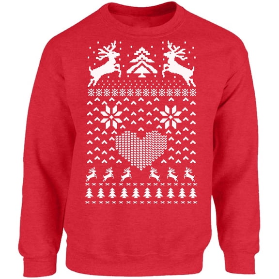 Christmas Deer Unisex Sweatshirt Christmas Sweater for Her Him - S M L XL 2XL 3XL 4XL 5XL Xmas Graphic Tee - Women Men Crewneck Funny Xmas Holiday Gift