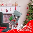 thumbnail image 1 of Christmas Deer with Fence Cloth Stocking Gift Bag – Medium 38cm (15in) Burlap-Style Stocking with Deer & Fence Embroidery – Candy Gift Bag Decor, 1 of 8