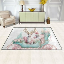 Christmas Deers Area Floor Mats Soft Large Nursery Rugs Non-Slip Foam Carpets Living Room Doormat for Bedroom Dinning Decor 36" x 24"