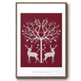 thumbnail image 1 of Christmas Des - Deer and Heart Tree, Grey on Red - Framed Gallery Wrapped Holiday Canvas - 25 x 37 - Rosewood Frame, 1 of 8