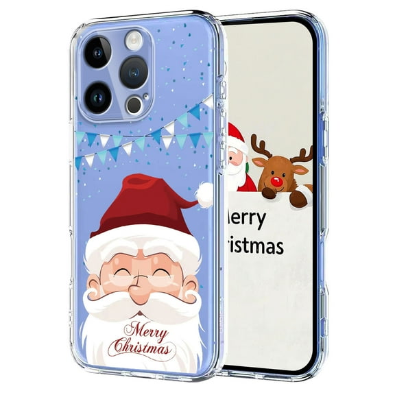 Christmas Design Case for iPhone 12 Pro Max, Cute Merry Christmas Pattern TPU Clear Shockproof Protective Lightweight Anti-Scratch Ultra Slim Wireless Charging Women Girls Cover, Christmas Santa