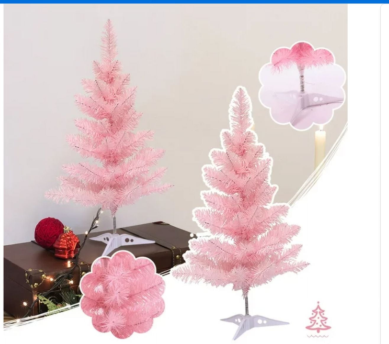 Christmas Desktop Decoration Artificial Mini Pink Christmas Tree