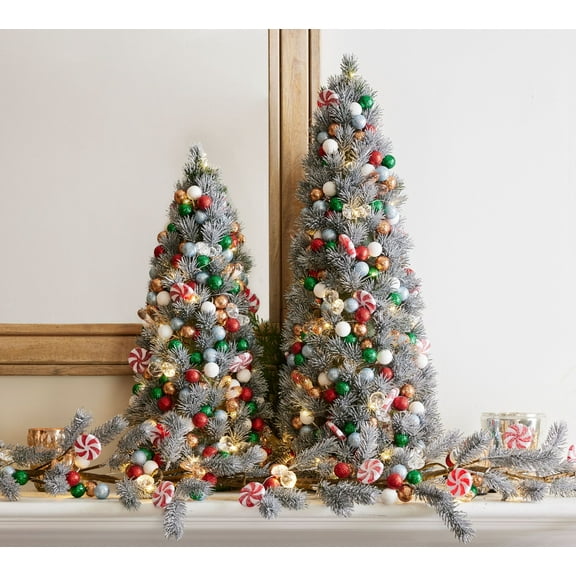 Christmas Desktop Decoration - Peppermint Twist Bauble Christmas Tree,Hand-Painted Christmas Tree Decor,Winter Holiday Table Centerpiece, Festive Gift for Holiday, 13.78 Inch