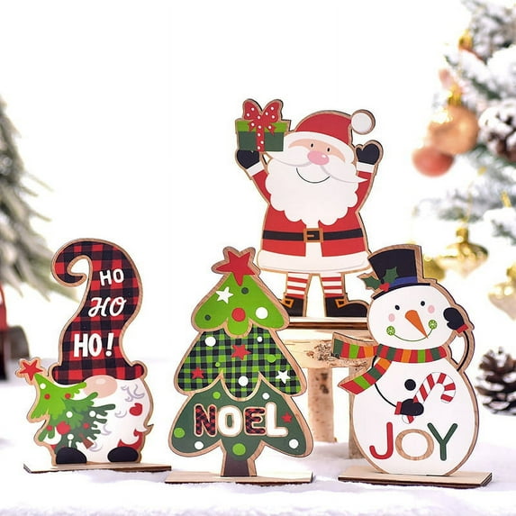 Christmas Desktop Decoration --Santa-Claus Christmas Decorations Christmas Wooden Ornaments 4 Style