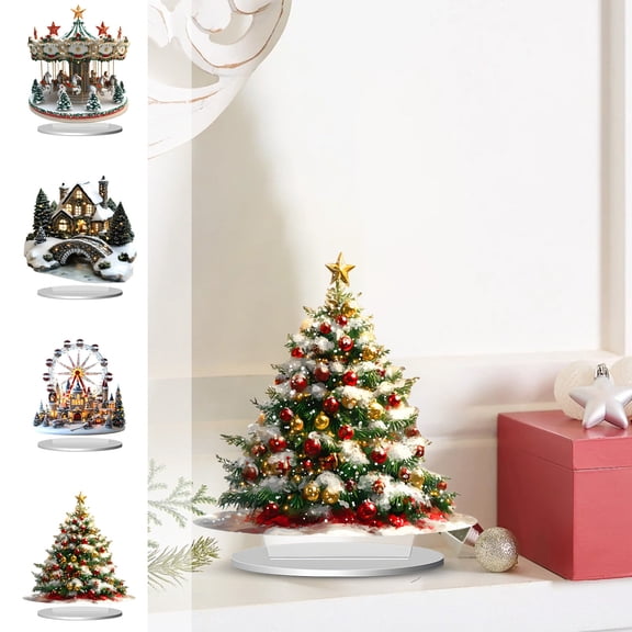 Christmas Desktop Decoration Tabletop Christmas Tree Ornaments Plastic Stand Creates Festive Atmosphere Suitable For Christmas Holiday Gift Home Decoration