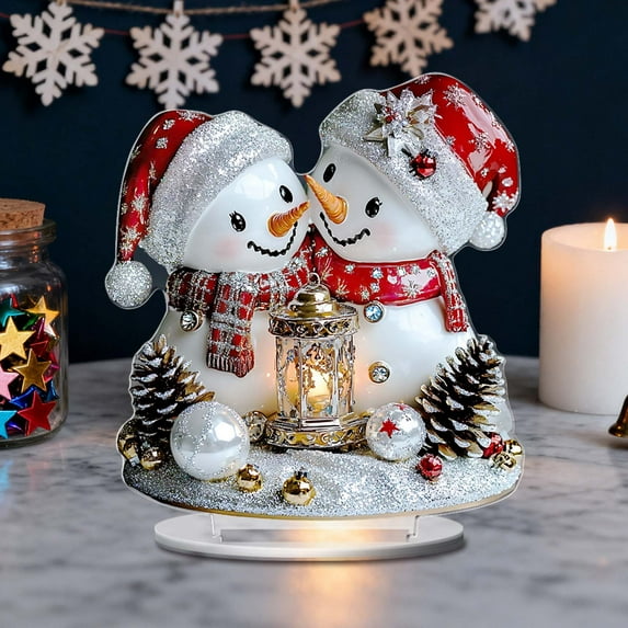 Christmas Desktop Decorative Items, 2D Acrylic Ornaments, Festive Holiday Tabletop Decorations, Seasonal Home and Office Decor for Christmas Celebrations and Gifts