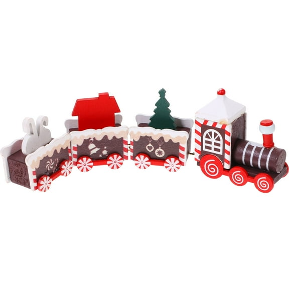 SASABAXI Train Ornament Wood Christmas Theme Table Centerpiece 1Set 2.36X0.98X2.36in