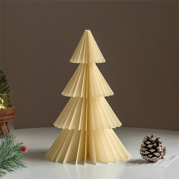 Christmas Desktop Tree Decoration - 9.84x3.54 Inch Paper Craft Holiday Scene Prop for Tabletop Display and Photo Shooting