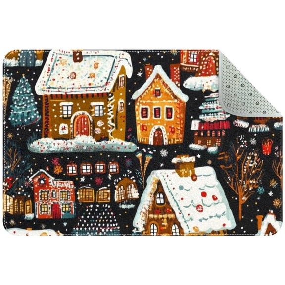 Christmas Dessert Gingerbread Houses Cookies Entryway Rug, 2x3 Area Rug Indoor Door Mat Non-slip Washable Floor Carpet Rug for Bedroom Office Dining Room Bathroom