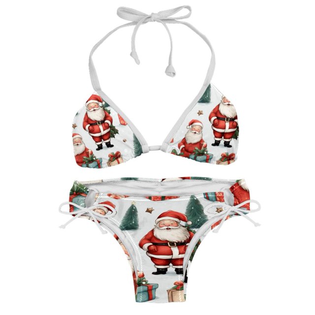 Christmas Detachable Sponge Adjustable Strap Bikini Set TwoPack