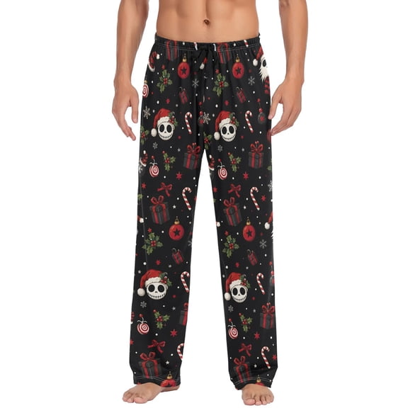 Christmas Devils Head Men's Pajama Pants Lightweight Pjs Bottoms Sleepwear Bottom Pants with Pocket Drawstring