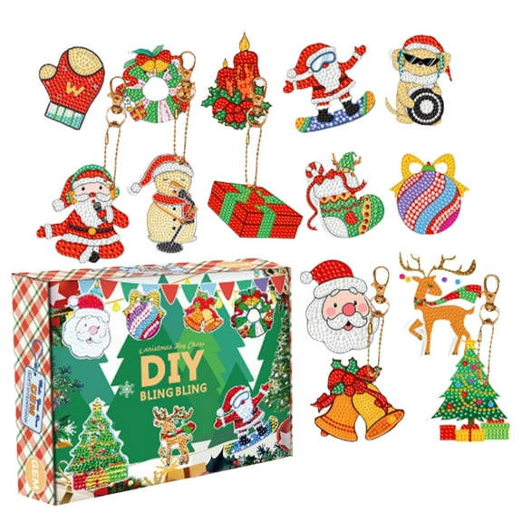 Christmas Diamond Advent Calendar 2025, DIY Diamond Painting Kit with 15 Hanging Ornaments, Xmas Countdown Craft for Women, Family Holiday Activity & Christmas Tree Decor