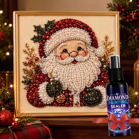Christmas Diamond Art, DIY Christmas Pearl Diamond Painting Kit with Frame for Holiday Home Wall Decor