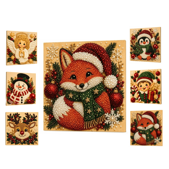 Christmas Diamond Art, DIY Pearl Painting Kit with Frame and 5 Festive Designs for Adults, Home Wall Decor and Holiday Gifts(A-Style)