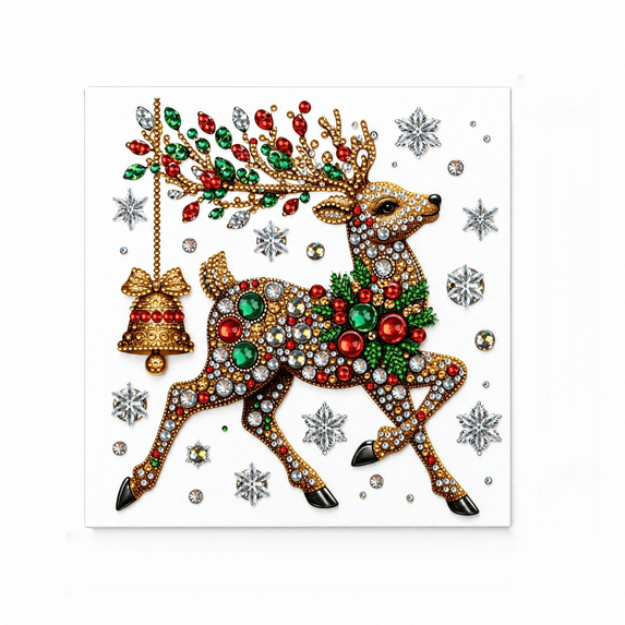 Christmas Diamond Art Kit, 10 Inch Reindeer Full Drill Pearl Diamond Painting Set, Holiday Gem Art for Adults Christmas Home Decor Craft Kit