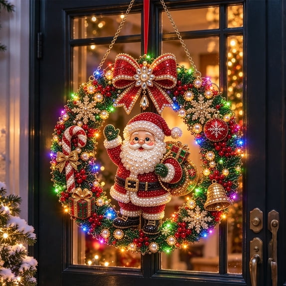 Christmas Diamond Art Kit for Adults, Pearl Art Suncatcher Wreath 9 ...