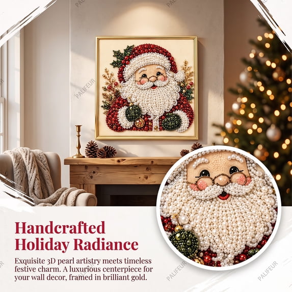 Christmas Diamond Art Kit DIY Pearl Painting with Photo Frame, Holiday Decor for Adults, Relaxing Craft Gift by PALIFEUR