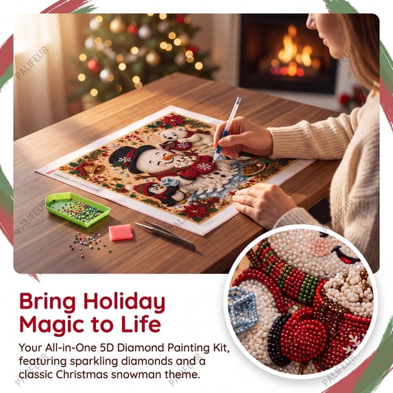 Christmas Diamond Art Kit DIY Pearl Painting with Photo Frame, Holiday Decor for Adults, Relaxing Craft Gift by PALIFEUR