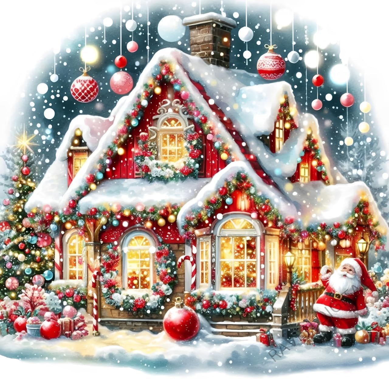 Christmas Diamond Art Tabletop Kit - Double Sided Stand Up Tree Ornament With Sparkling Diamonds