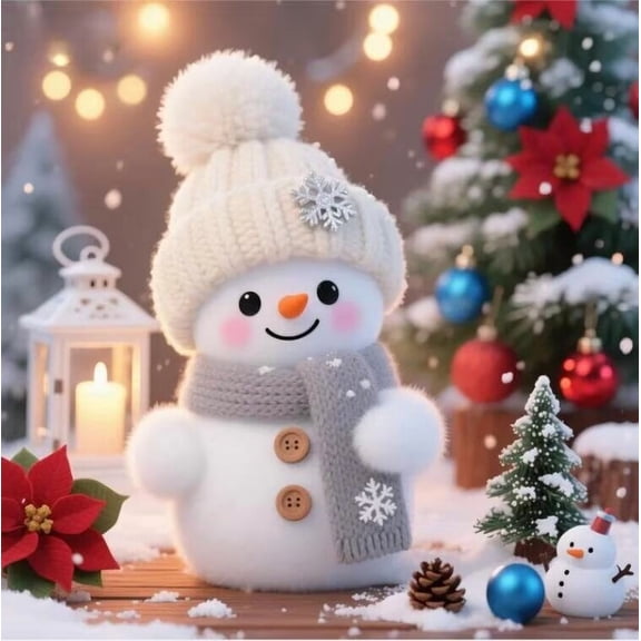 Christmas Diamond Art Kits for Adults Beginners Cute Snowman 5D Diamond Painting Kits, DIY Paint with Round Full Drill Gem Art for Home Wall Decor Gift 12x16 Inch