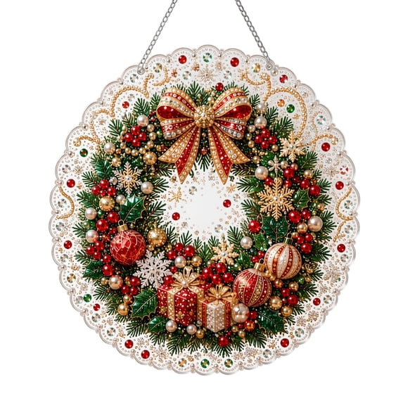Christmas Diamond Art Kits for Adults, DIY Pearl Hanging Ornament Set with Santa, Snowman & Reindeer, Diamond Painting Kits for Adults, Christmas Pearl Art Kit, Christmas Decorations 7.9x7.9in