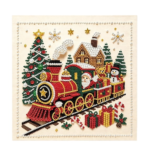Christmas Diamond Art Painting Kit 12 Inch Square Canvas Wall Art for Holiday Home Decor Tabletop Ornament