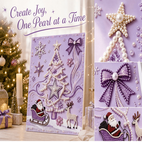 Christmas Diamond Art Painting Kit for Adults Pearl Art Craft Kit Festive Holiday Wall Decor and Beginner Friendly Diy Project