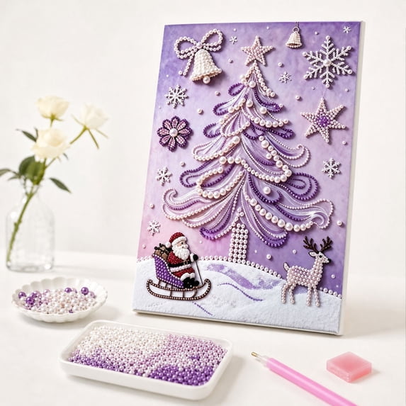 Christmas Diamond Art Painting Kit for Adults Pearl Art Craft Kit Festive Holiday Wall Decor and Beginner Friendly Diy Project