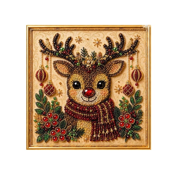 Christmas Diamond Art Painting Kit for Beginners, DIY Pearl Art Set with Frame 9 Classic Holiday Designs for Wall Decor Home Holiday Gift by OVFUIZ