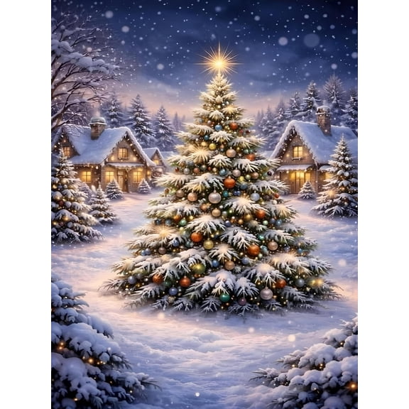 Christmas Diamond Art Painting Kits for Adults, 5D DIY Full Drill Diamond Painting Dots for Home Wall Decor 12 x 16 Inch