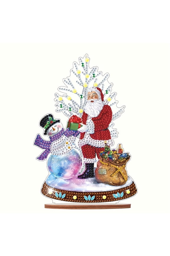 Christmas Diamond Art Painting Table Decoration, Snowman Santa Claus 5D DIY Diamond Art Table Decoration, Special Shape Gemstone Digital Kit Art Crafts Office Desktop Decorations